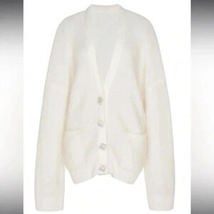 Alessandra  Rich mohair rhinestone cardigan